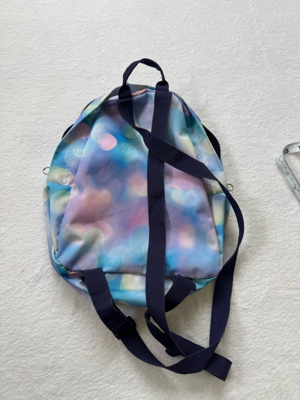 Jansport Mini Backpack in Pastel Blue, Pink, Lavender Bubble Print - Picture 7 of 7